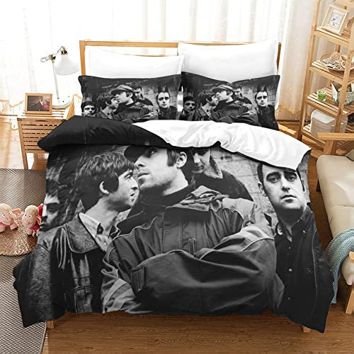 Kuokuo Oasis Band Duvet Cover 3D Design Soft Comfortable Quilt Breathable Comforter Set With Zipper Closure Soft Microfiber Bedding Set 3Pcs Set Single (135x200cm)