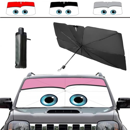 Coricha, Parasole per parabrezza, accessori per auto, 100% oscurante, parasole per auto, protezione termica, occhi rosa