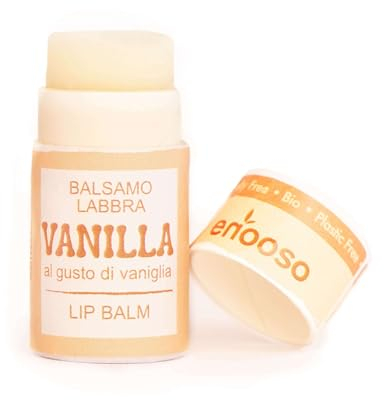 Enooso - Lippenpflege mit Vanille für trockene Lippen 10 mL - Natürlicher Lippenbalsam mit Sheabutter, Mandelöl & Vitamin E - Feuchtigkeitsspendend Lip Balm für trockene und rissige Haut