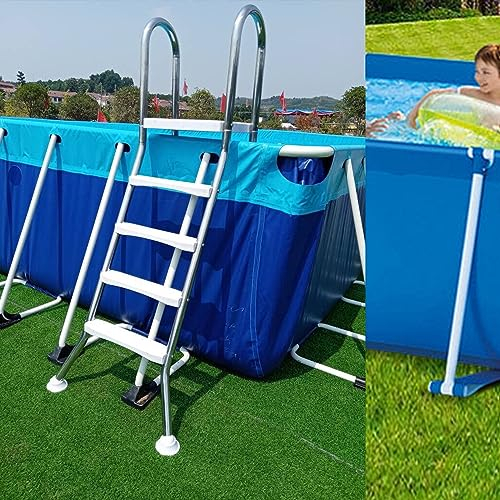 AIBOTY 52 Zoll Hohe Schwimmbadleiter Über Dem Boden, 4-Stufen-Leiter Mit Handläufen, 500 Lbs Kapazität, 304 Edelstahlleiter Mit Hochleistungs-Kunststoffstufen