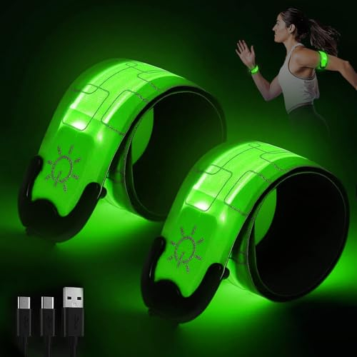 mizikuu Armband Aufladbar Led, 2 Stück Reflective Leucht Armbänder LED Leuchtarmband mit USB DREI Beleuchtungs modi Leuchtbänder Armbänder Leuchtband Unisex für Nachtlauf, Radfahren, Joggen