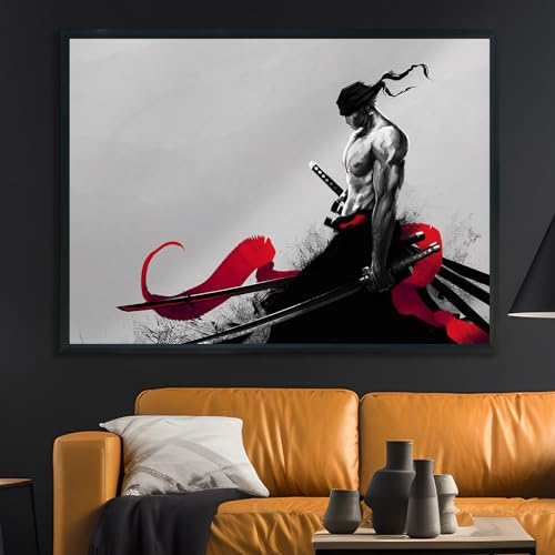 KAIDAARTLH Samurai Japanisches Leinwandbild, moderne Gemälde, Charakterbilder, Leinwanddrucke, moderne Gemälde für Wohnzimmer Schlafzimmer, Frameless(B,50x70cm)