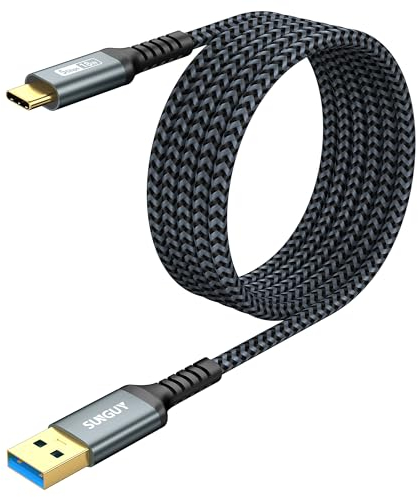 SUNGUY Câble USB C, 3 m Câble USB A vers C 5 Gbps Câble en nylon tressé de Compatible avec iPhone 16/15 Pro Max, Galaxy S24 S23 S22, Android Auto