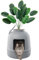 Lifewit Katzenklo mit Kunstpflanze und Schaufel für große Katzen, verstecktes Katzenklo mit Geruchskontrolle & Kohlefilter im Wohnzimmer/Schlafzimmer/Badezimmer, Grau