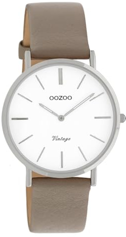 Oozoo Damen Armbanduhr Vintage Series Analog Leder Taupe braun UOC20017 Analoguhr
