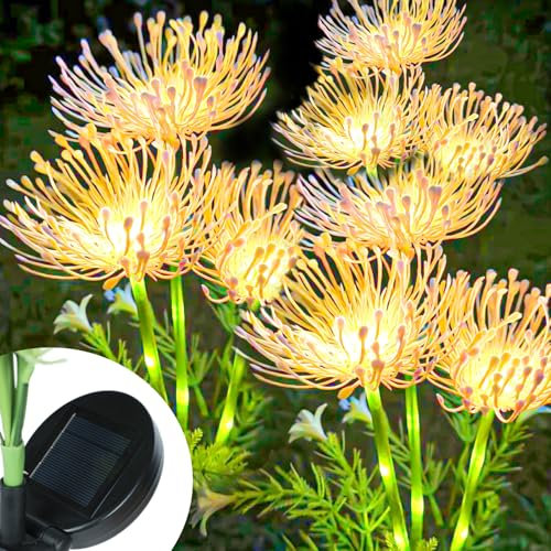Kyduu 2 Pieza Luces Solares de Flores, Lámparas Solares para Decoración Exterior,Iluminación Decorativa Solar Impermeable IP65 para Decoración de Jardines,Luces Solares de Jardín para el Césped,Camino