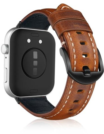 KeeFos Armband Kompatibel mit Huawei Watch Fit 4 Pro/Fit 4/Fit 3, Herren Damen Uhrenarmband, Leder Ersatzarmband für Huawei Watch Fit4 Pro/Fit4/Fit3 - Hellbraun