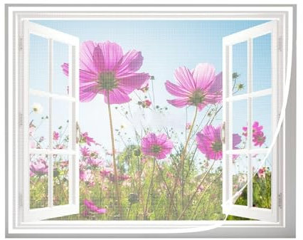 Finestra zanzariera, zanzariera 80x110 cm rete in fibra di vetro Facile installazione Impedisce l'ingresso di insetti/mosche/zanzare nella stanza, bianco