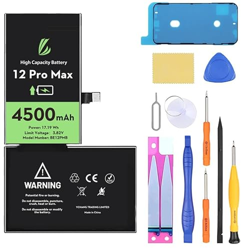 LL TRADER Batterie pour iPhone 12 Pro Max, 4500mAh Batterie Lithium ION Haute capacité avec Outils de réparation