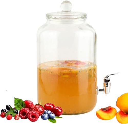SHZMJL Distributeurs de boissons de 2 litres pour fêtes, distributeur de boissons en verre avec bouchon à vis, distributeur de limonade, distributeur d'eau, pot Mason pour eau, thé glacé, limonade,
