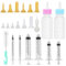 Kitten Feeding Bottles, Pet Syringe Feeding Tool, Pet Nursing Bottle with Nipple,Cleaning Brushes, Hole Opener, Replacement Nipples, for Puppy Kitten Small Mammals and Other Newborn Pets (22 Pcs)
