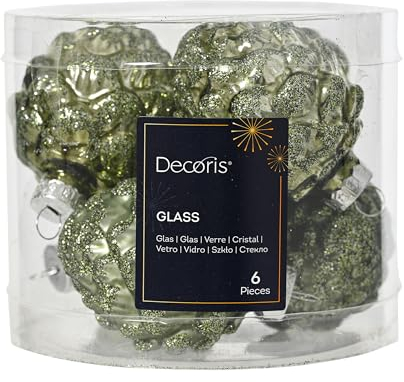 Christbaumschmuck Zapfen 7cm Glas 6 Stück - matt & glänzend - Glaszapfen Christbaumkugeln Weihnachtsbaumkugeln Weihnachten - Weihnachtsbaumschmuck - Rosmarin