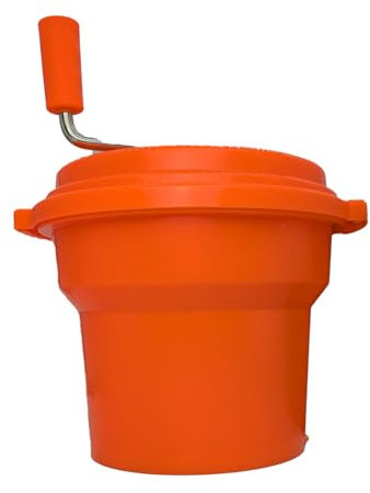 MUVELL Essoreuse à salade | 10 litres | Dimensions totales : Ø 40 cm – Hauteur : 47 cm | Arbre d'entraînement et levier de frein scellés | Couleur : orange | Sèche-salade, spinner à salade, pour la