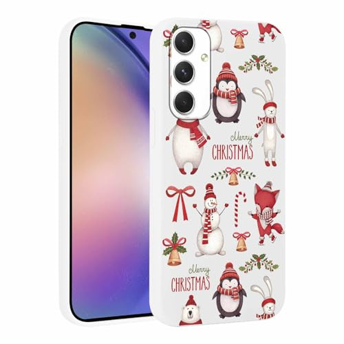 Yoedge Weihnachten Handyhülle für Samsung Galaxy A35 5G 6,6, Weiß Silikon Hülle mit Mode Christmas Muster Schutzhülle, Weich Ultra Dünn Stoßfest Bumper Case Handytasche für Samsung A35 5G, Cartoon 4