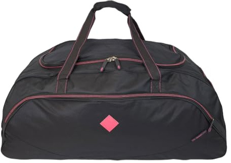 Large 110L Wheeled Holdall Bag Suitcases, Easy Roll Wheels, Luggage Travel Bag Trolley Case - Black/Red