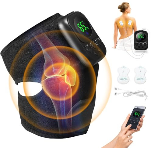 Knee Massager, Cordless Heated Knee Massager for Joint Pain Relief, Rechargeable Heating Knees Brace Support with Vibration & EMS Treatment for Shoulder Elbow Arthritis, Joint Stiff, Muscle Strain