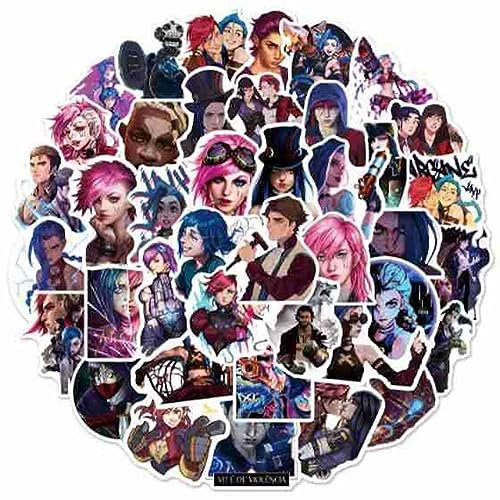 50PCS Arcanes Anime Stickers Cartoon Stickers Decals for Water Bottle Laptop Travel Case Car Skateboard Motorcycle Vinyl Waterproof Stickers Pack for Teens Kids