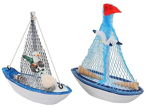 STOBOK 2pcs Sailing Model Wooden Sailing Wooden Sailboat Decor Sailboat Model Nautical Boat Model Wooden Sailboat Ornament Wood Sailboat Mold Woodcraft Model Boat Toy Rope