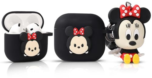 LEWOTE Compatible with Apple Airpods 4 Case Protective Funny Cute Cartoon Cover with Doll Keychain (Minnie)