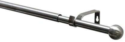 GARDINIA Gardinenstangen-Set Kos Ball, Ausziehbar, Komplettgarnitur inkl. Träger, Endstücke, Befestigungsmaterial, Länge 120-210 cm, Durchmesser 19/16 mm, Metall, Edelstahl-Optik