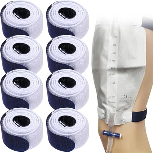 8Pcs Catheter Leg Bag Holder, Catheter Leg Bag Straps, Urine Drainage Bag Strap | Fix Leg Bag Straps, Tapes Strap Washable and Reusable Catheter Bag Holder for Incontinence Urine Bag Men Women