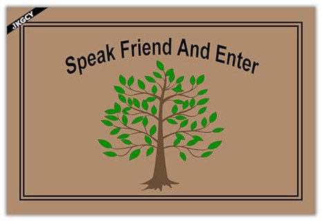 JKGCY Welcome Doormat Speak Friend and Enter Entrance Door Mat Outdoor Bath Rug Front Door Mats Kitchen Door Mats Porch Mats Indoor 23.6 x 15.7