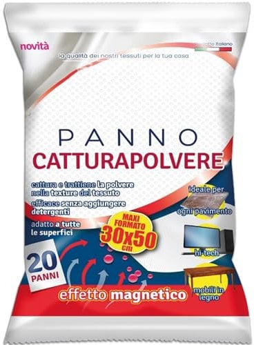 Sicignano | Staubfang-Tücher Maxi Format – Magnetischer Effekt, effektiv ohne Reinigungsmittel, für alle Oberflächen, Böden, Holzmöbel, Hi-Tech (10, 30 x 50 cm)