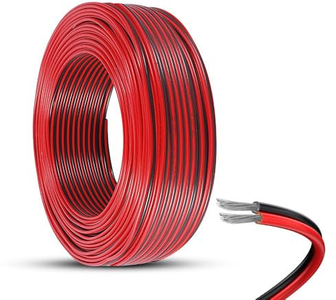 yotutun Elektrischer Draht, 2-Adriges Kabel Verzinntes Kupfer PVC-Kabel Zwillingslitzen Verlängerungskabel Verzinnter Kupferdraht für LED Streifen, Audio, Lautsprecher, Draht (0.5mm²/20awg-30Meter)