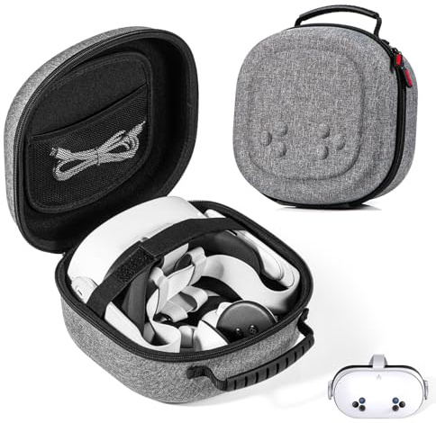 LBING Tragetasche für Meta Quest 3/3S VR-Headset | Hartschalen Aufbewahrungsbox mit Controller-Fach Reise-Transportkoffer (Grau)