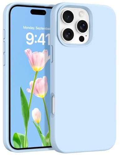 DUEDUE Liquid Silicone for iPhone 16 Pro Case 6.3, Magnetic Case Compatible with Magsafe, Military-Grade Full-Body Shockproof Protection, Soft Liquid Silicone Cover with Microfiber Lining, Blue