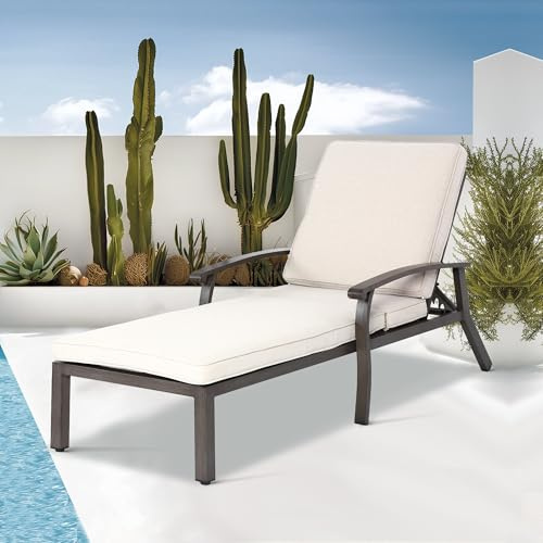 Villeston Gartenliege mit Verstellbarer Rückenlehne | Komfortpolster, Hochwertiges Metallgestell, Sonnenliege für Terrasse, Balkon und Pool