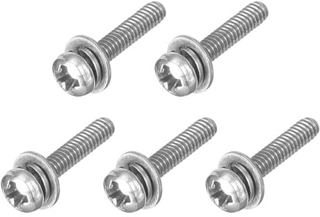 sourcing map M2 x 10mm 304 Stainless Steel Phillips Pan Head Machine Screws Bolts Combine with Spring Washer and Plain Washers 5Pcs