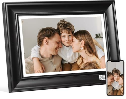 KODAK Digitaler Bilderrahmen WLAN, Massivholz Digitale Fotorahmen 10.1 Zoll | FHD 1920*1200 Touchscreen, 32 GB Speicher, Elektronischer Bilderrahmen Teilen Sie Fotos und Videos mit Familie und Freunde