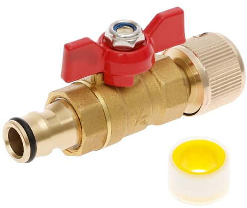 Garden Hose Connector Male to Female Brass Connector with Control Valve Quick Release in Line Water Shut Off Valve for Pipe Hose Reel and Tank