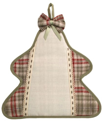 hobbymio.it Fuori Porta di Natale da ricamare a Punto Croce, Fuori Porta Albero con Tela Aida, Decorazione Albero di Natale in Tessuto da ricamare a Punto Croce (33 Verde Salvia)