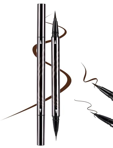 Erinde 2-in-1 Braun Eyeliner, Doppelspitze Brown Eyeliner mit Fein- und Breitspitze, Hochpigmentiert, Wasserfest & Langanhaltend, Wischfest, Mattes Finish, Anfängerfreundlich, Vegan & Tierversuchsfrei