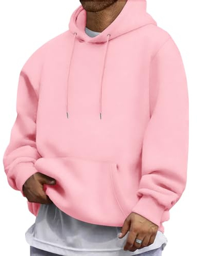 Oanviso Herren Oversize Hoodie Winter Fleece Kapuzenpullover Warm Basic Kapuze Pullover Mit Taschen A-rosa XL