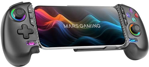 Mars Gaming MGPXPRO, Gamepad Bluetooth 5.0 2in1, Supporto Smartphone fino a 7, Joystick e Grilletto Magnetici Hall Effect, Pulsanti Macro e Turbo, PS4|Switch|Switch 2|PC|Android|iOS 13.0+, Nero