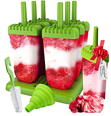 HelpCuisine® Ice Pop Mold/Moule à Glace, Moule Esquimaux realisé en Plastique de qualité superieur sans BPA et approuvé par la FDA, Lot de 6 sorbets avec Un Support, 24 Mois de Garantie! (Vert)