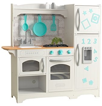 KidKraft Countryside Toy Kitchen, Wooden Play Kitchen with Fridge Magnets and Kitchen Accessories, Kids' Kitchen set with Ice Maker, Kids' Toys, 53424 - Amazon Exclusive