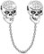 GNOCE Sicherheitskette Skull Charm Anhänger 925 Sterling Silber Bead Charms mit Zirkonia Charm Schmuck für alle Armbänder Halsketten Geschenke Bijouterie für Tierliebhaber Damen Mädchen Baby (Silber)