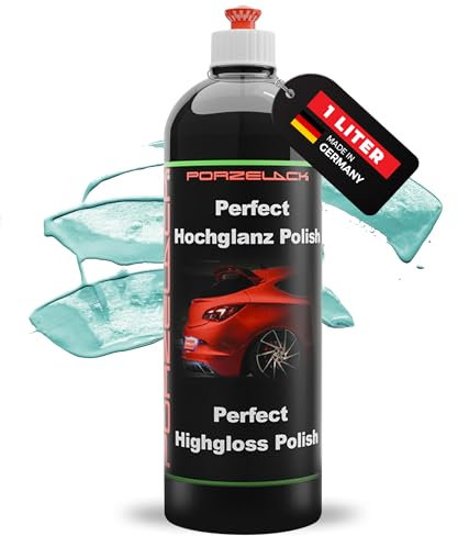 PORZELACK® Luxus Autopolitur, Hochglanz Polish 1L für alle Lacke - Schwarz, Weiß, bunte & Metallic-Lacke - Politur zum Kratzer entfernen & intensive Farbauffrischung