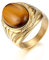 JewelryWe Herrenring Tigerauge Ring Herren: Vintage Gold Edelstahl Fingerring mit Braun Tigerauge Stein 22mm Breit Statement Siegelring Männer Klassisch Bandring Band Schmuck Geschenk Größe 54