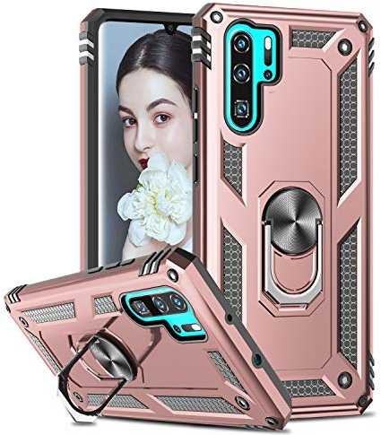 LeYi Schutzhülle für Huawei P30 Pro/P30 Pro New Edition mit Ring, Ständer, Militär, doppellagig, verstärkt, Stoßdämpfung, TPU, Silikon, stoßfest, Rüstung, Schutzhülle für Huawei P30 Pro, Roségold