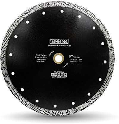 DT-DIATOOL Diamant Trennscheibe 230 mm x 22,23 mm/16 mm Sägeblatt mit Mesh Turbo für Porzellan Fliesen Marmor Keramik Granit