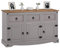 IDIMEX Buffet Salle à Manger Ramon L 125 cm en Bois Massif Gris et Brun, Meuble de Rangement Adulte 3 tiroirs et 3 Portes avec poignées en métal, Commode bahut Style Mexicain Maison de Campagne