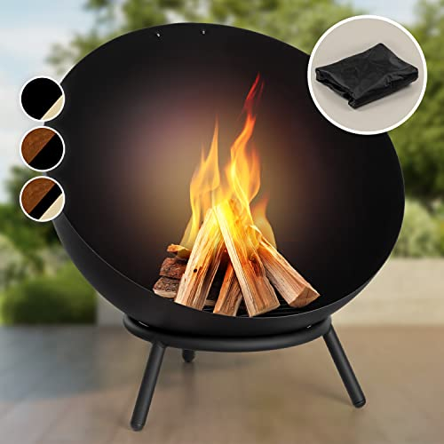 Blumfeldt Brasero Exterieur pour Le Jardin, Brasero Plancha Portable avec Grille de BBQ, Pare-Etincelles et Bol en Acier, Brasero Barbecue avec Foyer pour Le Camping, Brûleur à Bois, 66 x 66 cm