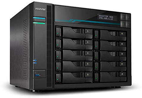 Asustor Lockerstor 10 Pro AS7110T 10 Bay NAS Enclosure - Network Attached Storage, Quad Core 3.4GHz CPU, 8GB RAM DDR4, M.2 NVMe SSD Caching (Diskless)