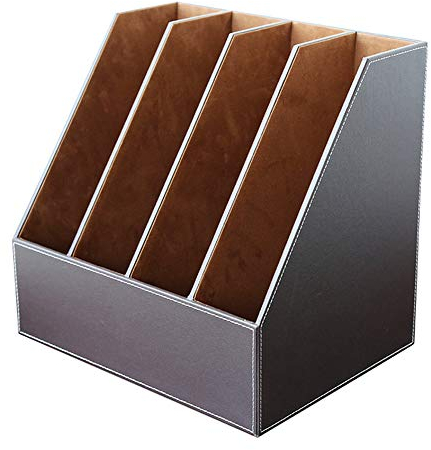 MHGLOVES Dokumentenablage, Schreibtisch Organisator Mit 4 Fächer, Stehsammler Sortierablage Dokumente Bücher Ordner Ablagesystem Zeitschriftensammler Papierablage Für Büro Arbeitszimmer,Braun