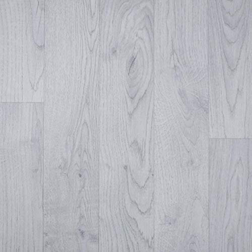 247Floors Flash Wood Plank Effect Vinyl Flooring 2.3mm Realistic Foam Backed Lino Slip Resistant (2m x 2m / 6ft 6 x 6ft 6, Pale Grey Planks)